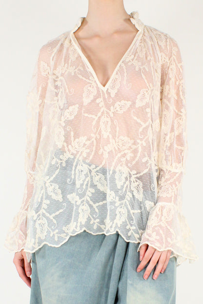 Floral Embroidered Lace Blouse