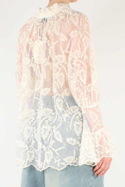 Floral Embroidered Lace Blouse