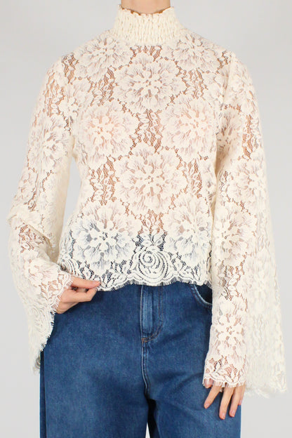 Blusa in Pizzo Collo Alto