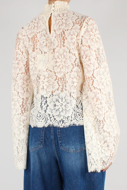 Blusa in Pizzo Collo Alto