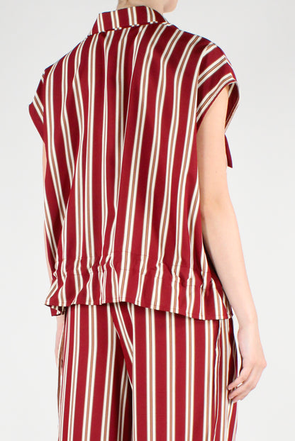 Camicia Smanicata a Righe con Tasche