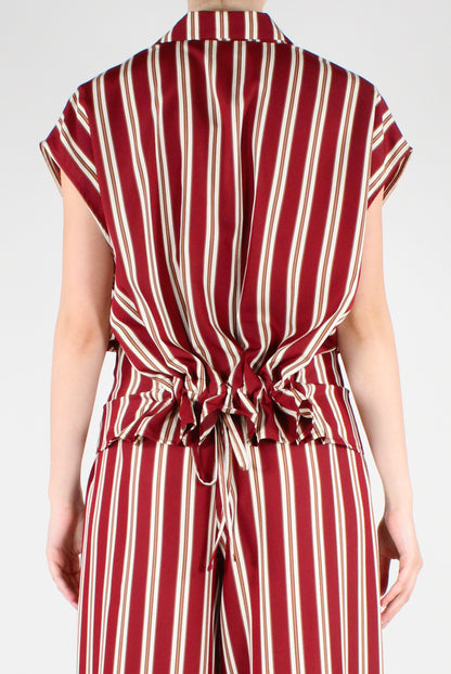 Camicia Smanicata a Righe con Tasche