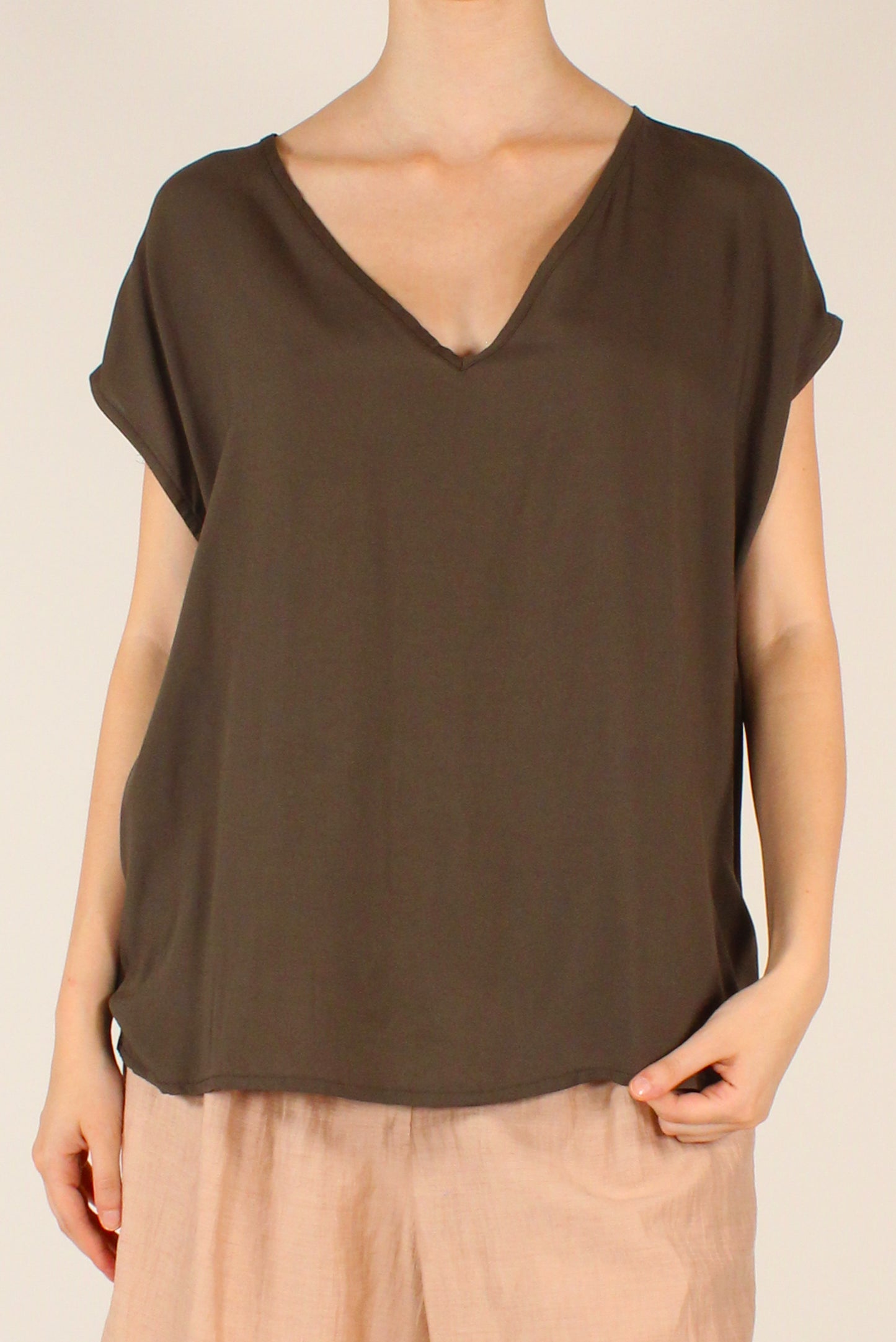 Blusa Over Scollo a V in Viscosa