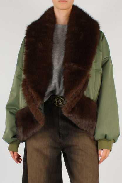 Bomber Collo in Ecopelliccia