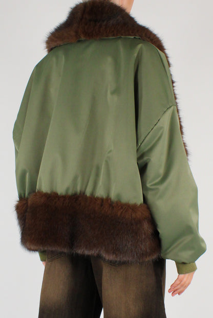Bomber Collo in Ecopelliccia