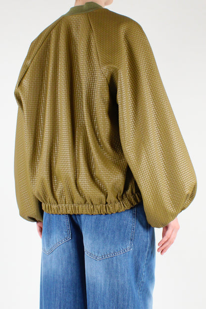 Braided Faux Leather Bomber Jacket