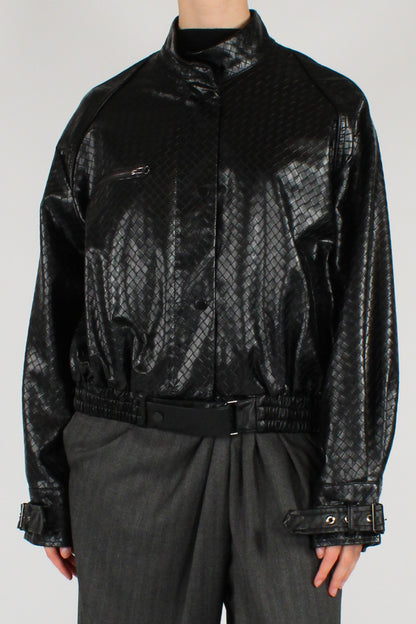 Bomber in Ecopelle Stampa Intrecciata