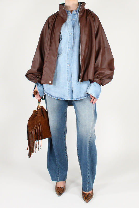 Bomber in Ecopelle con Zip