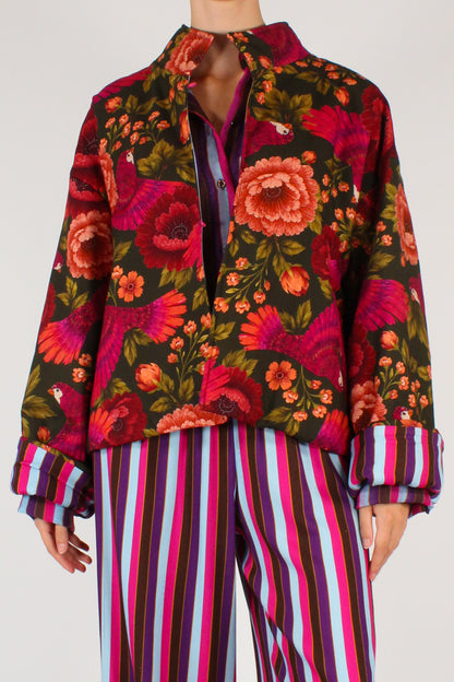 Bomber Stampa Colibrì Taglio Kimono