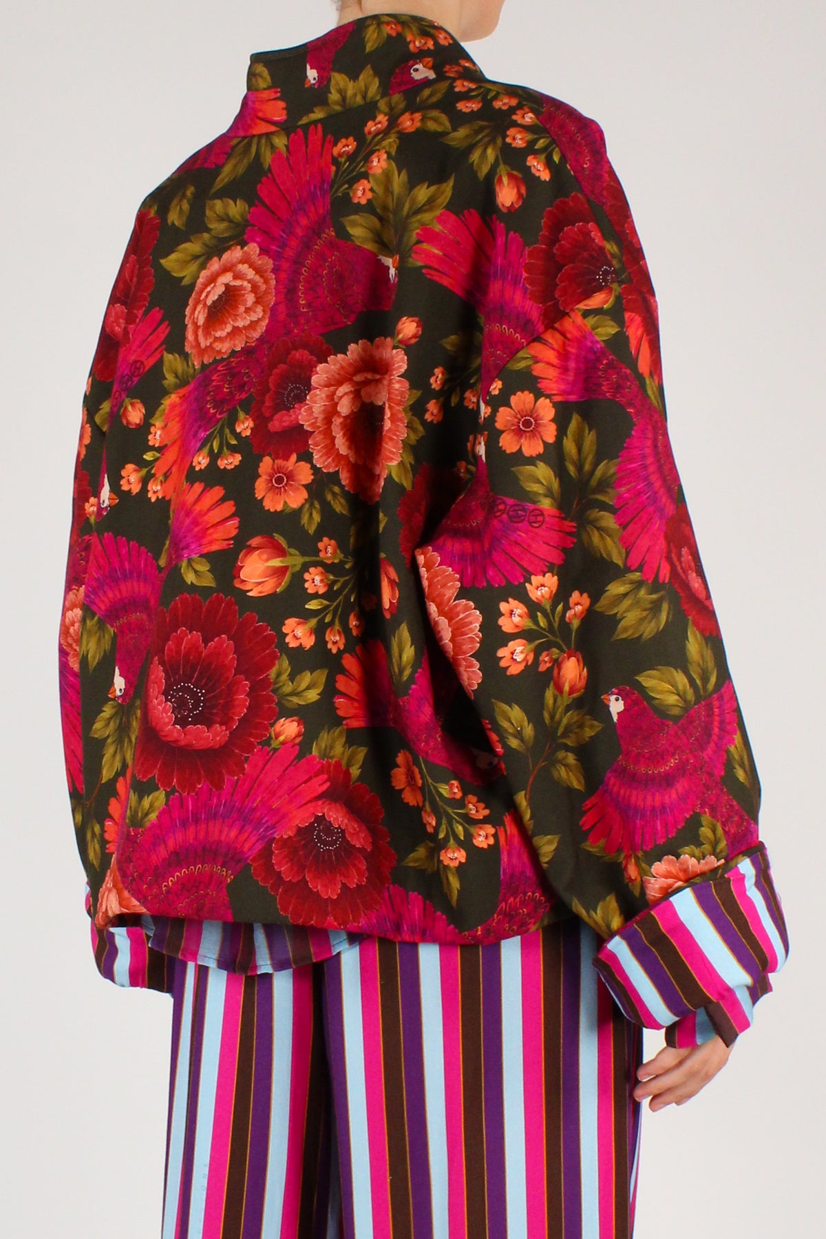 Bomber Stampa Colibrì Taglio Kimono