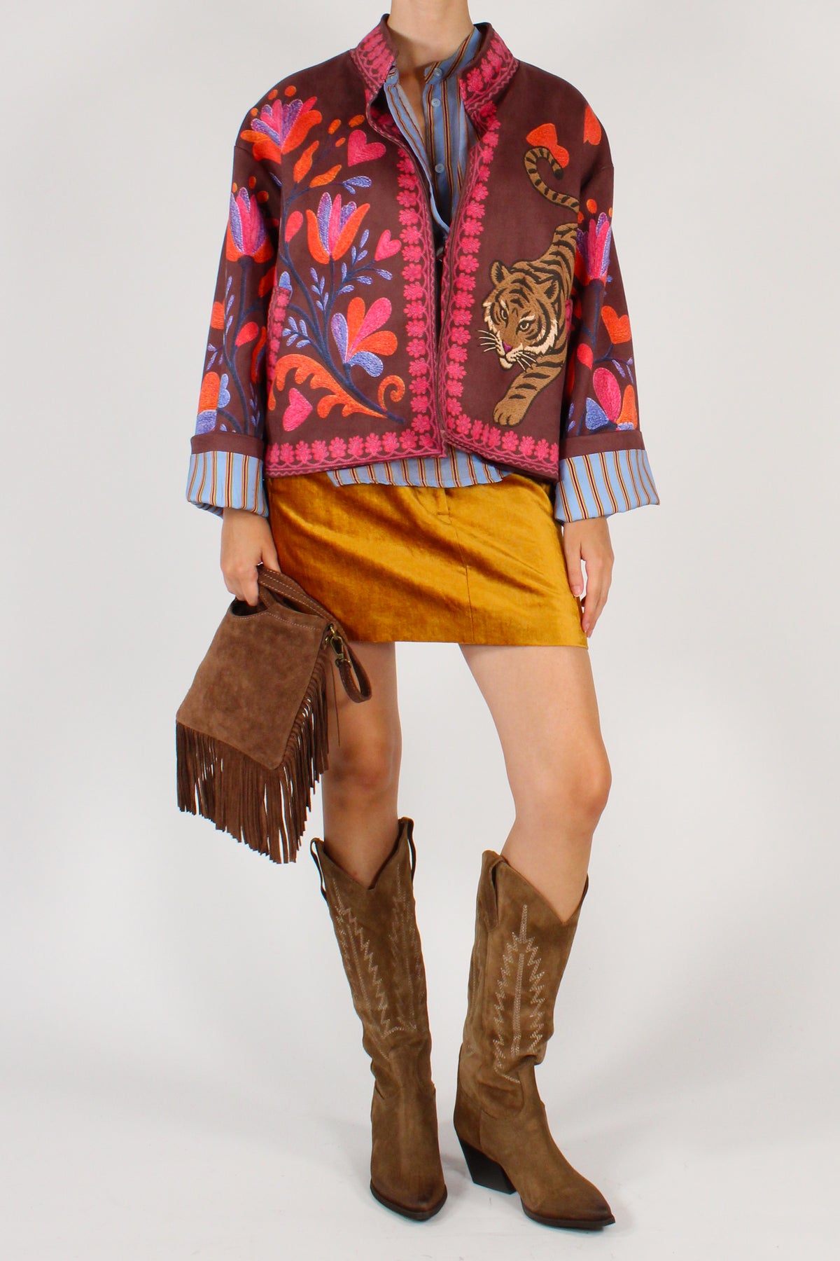 Bomber Stampa Tigre Taglio Kimono