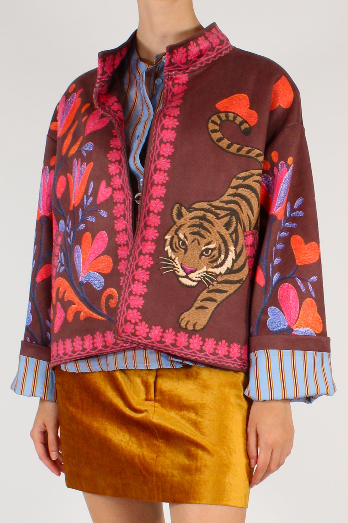 Bomber Stampa Tigre Taglio Kimono