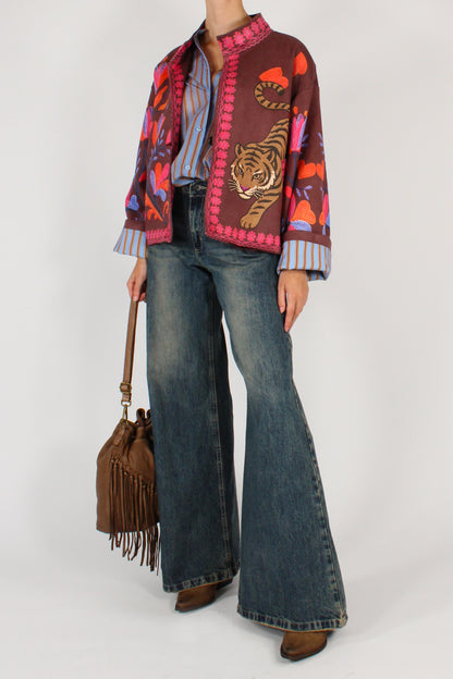 Bomber Stampa Tigre Taglio Kimono