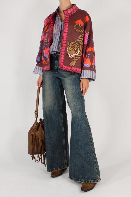 Bomber Stampa Tigre Taglio Kimono