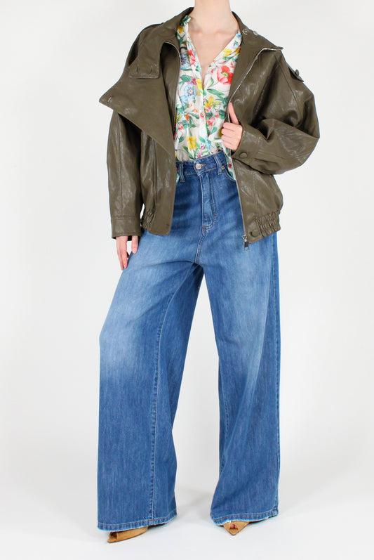 Giacca Bomber Doppiopetto in Ecopelle