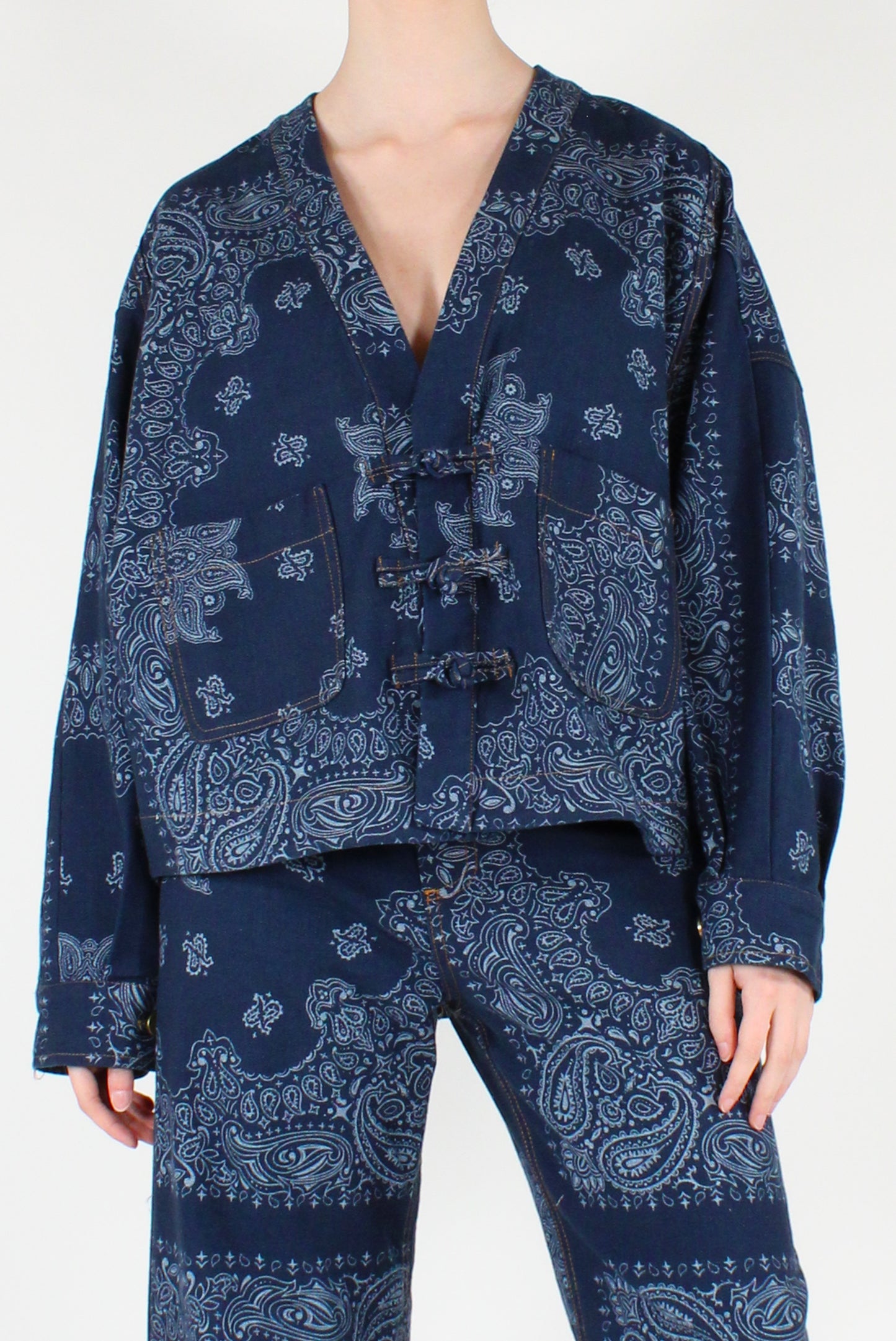 Bomber in Denim Stampa Bandana