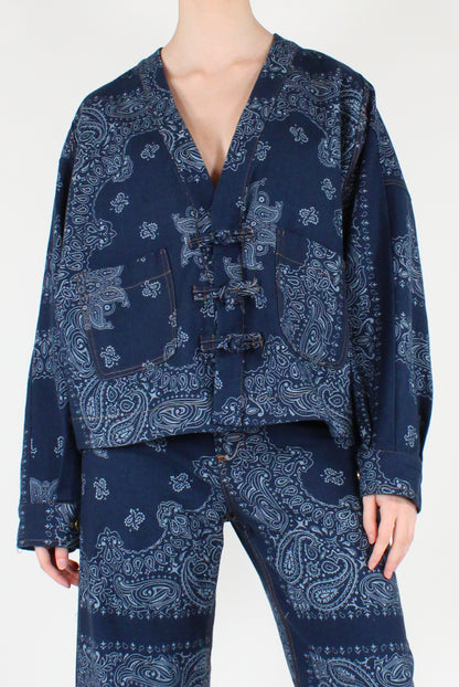 Bomber in Denim Stampa Bandana