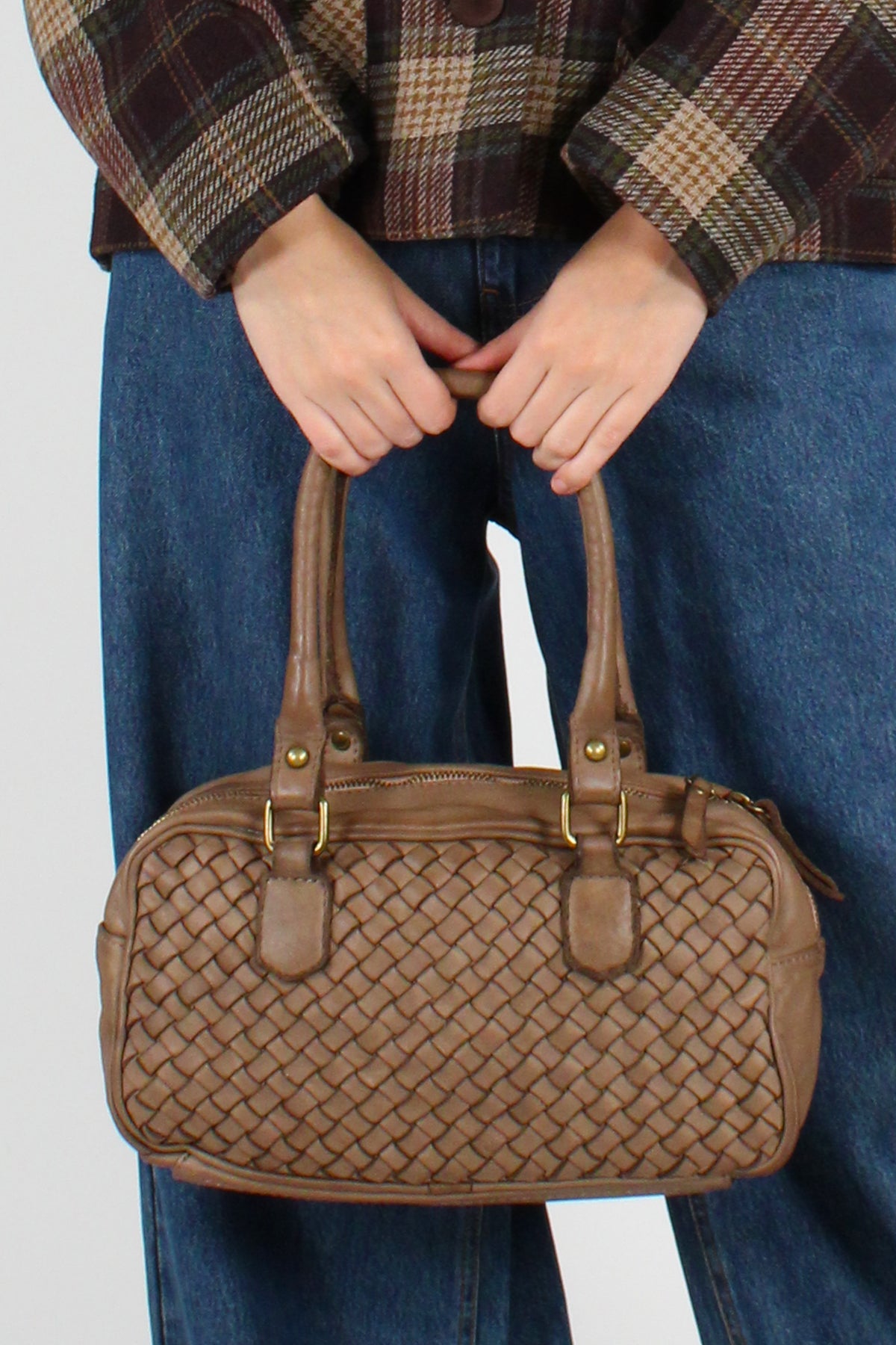 Borsa Bauletto in Pelle Intrecciata