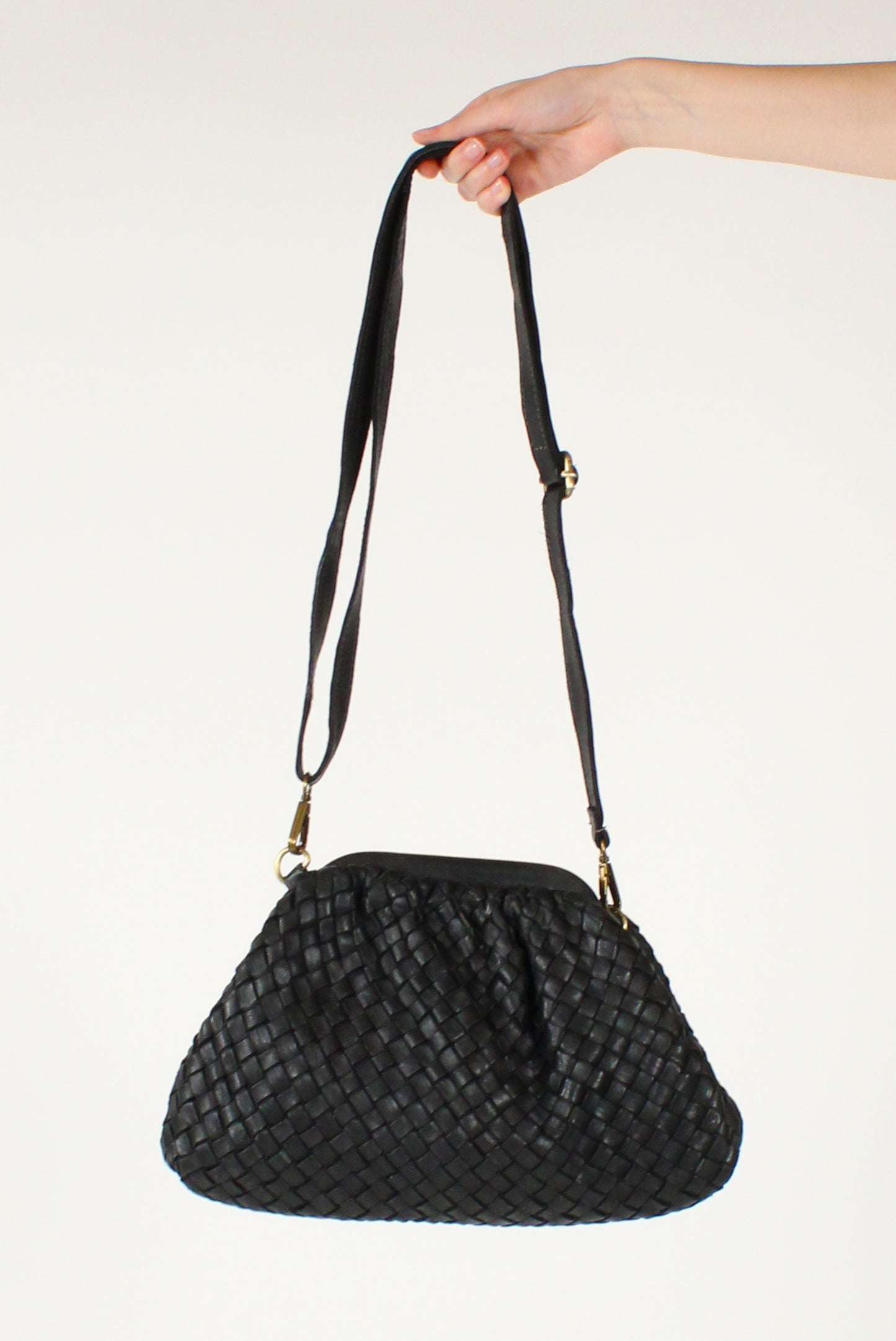 Borsa Clutch Trapezio in Pelle Intrecciata