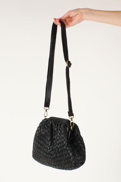 Borsa Clutch Trapezio in Pelle Intrecciata