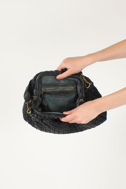 Borsa Clutch Trapezio in Pelle Intrecciata