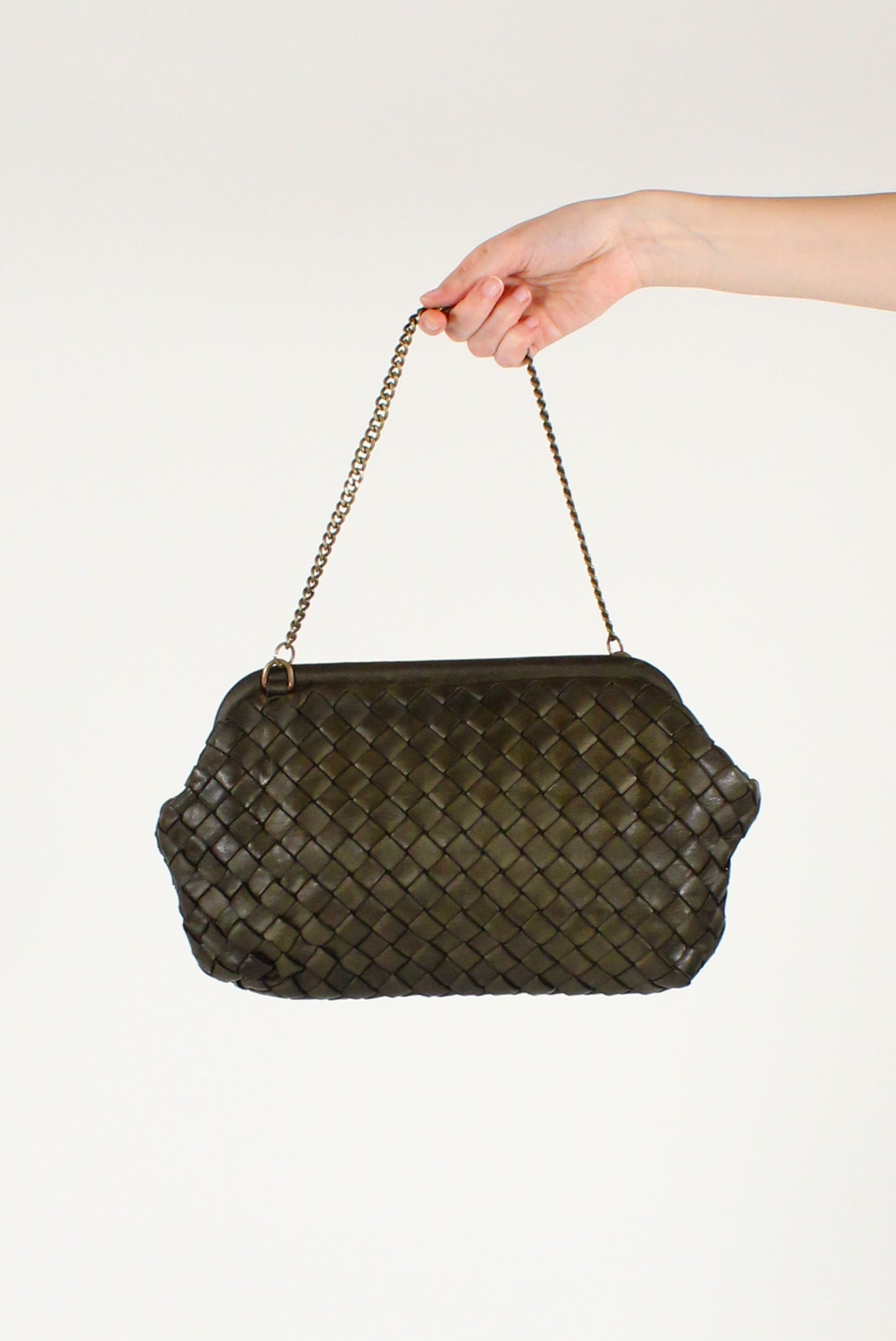 Borsa Clutch in Pelle Intrecciata