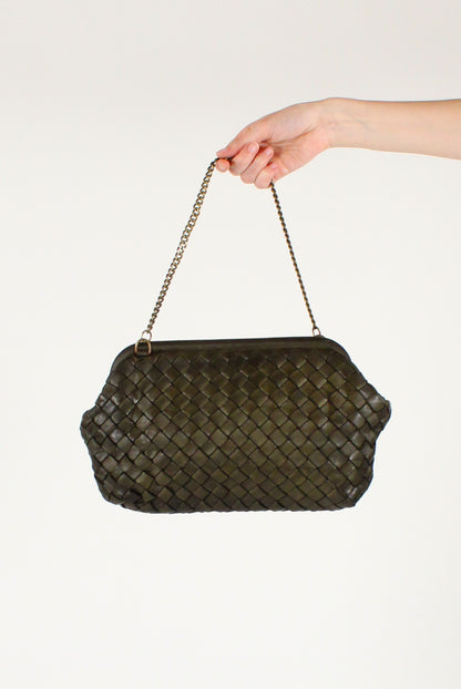 Borsa Clutch in Pelle Intrecciata