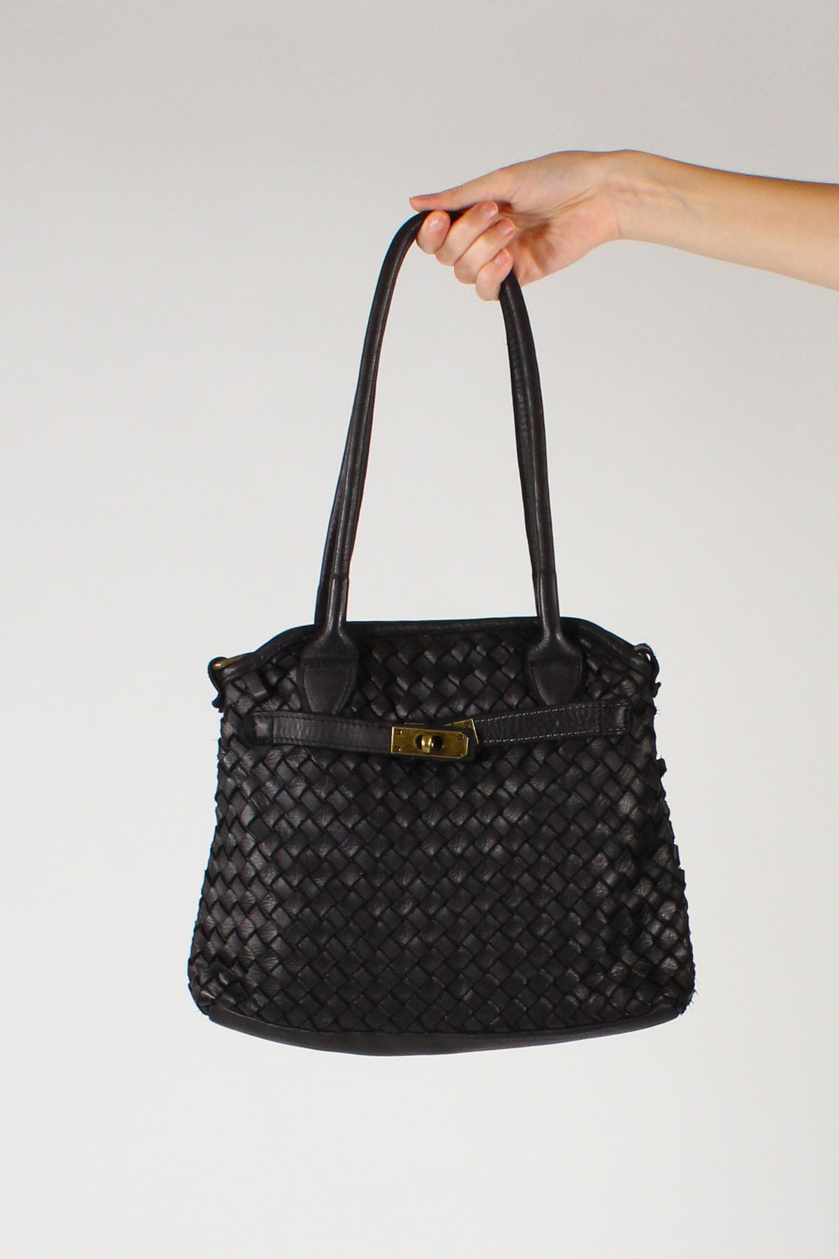 Borsa a Spalla in Pelle Intrecciata