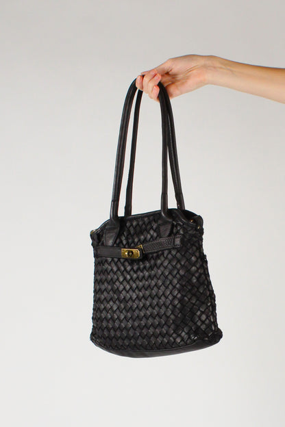 Borsa a Spalla in Pelle Intrecciata