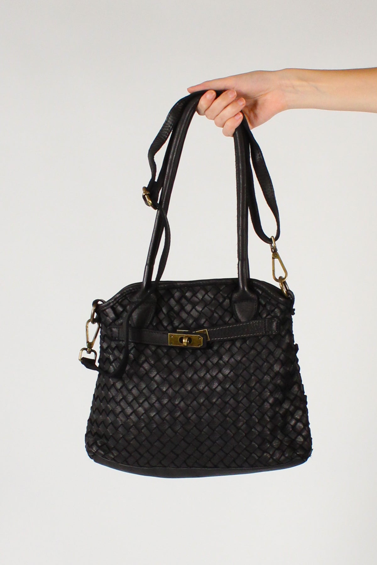 Borsa a Spalla in Pelle Intrecciata