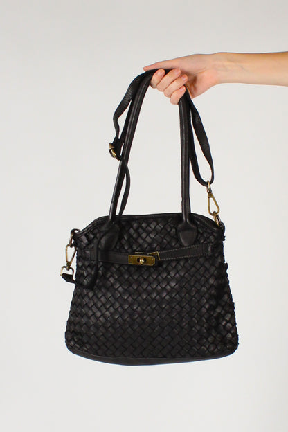 Borsa a Spalla in Pelle Intrecciata