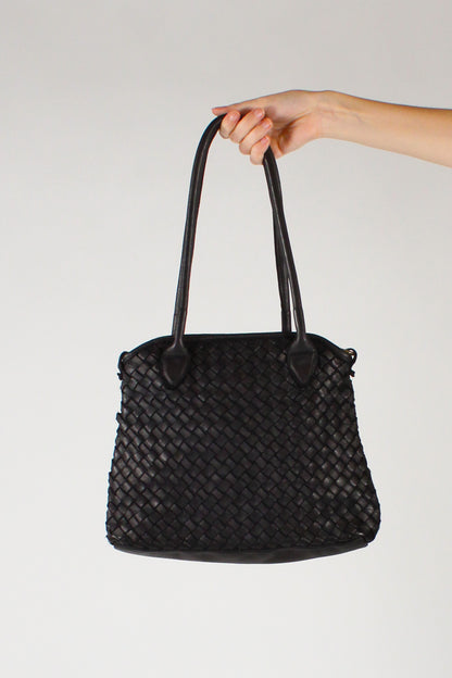 Borsa a Spalla in Pelle Intrecciata