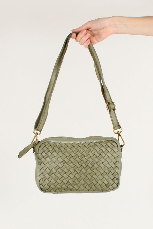 Borsa Rettangolare in Pelle Intrecciata Davanti
