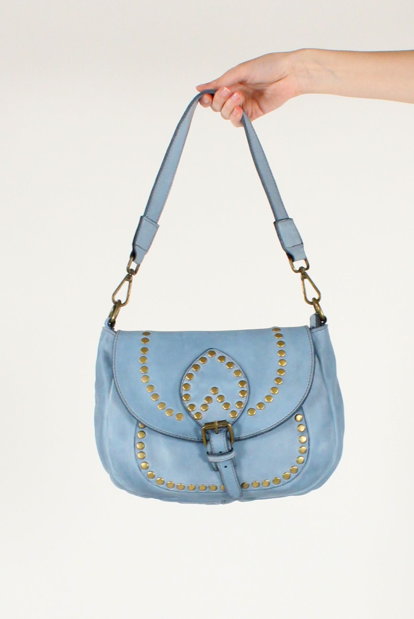 Leather Shoulder Bag with Studs