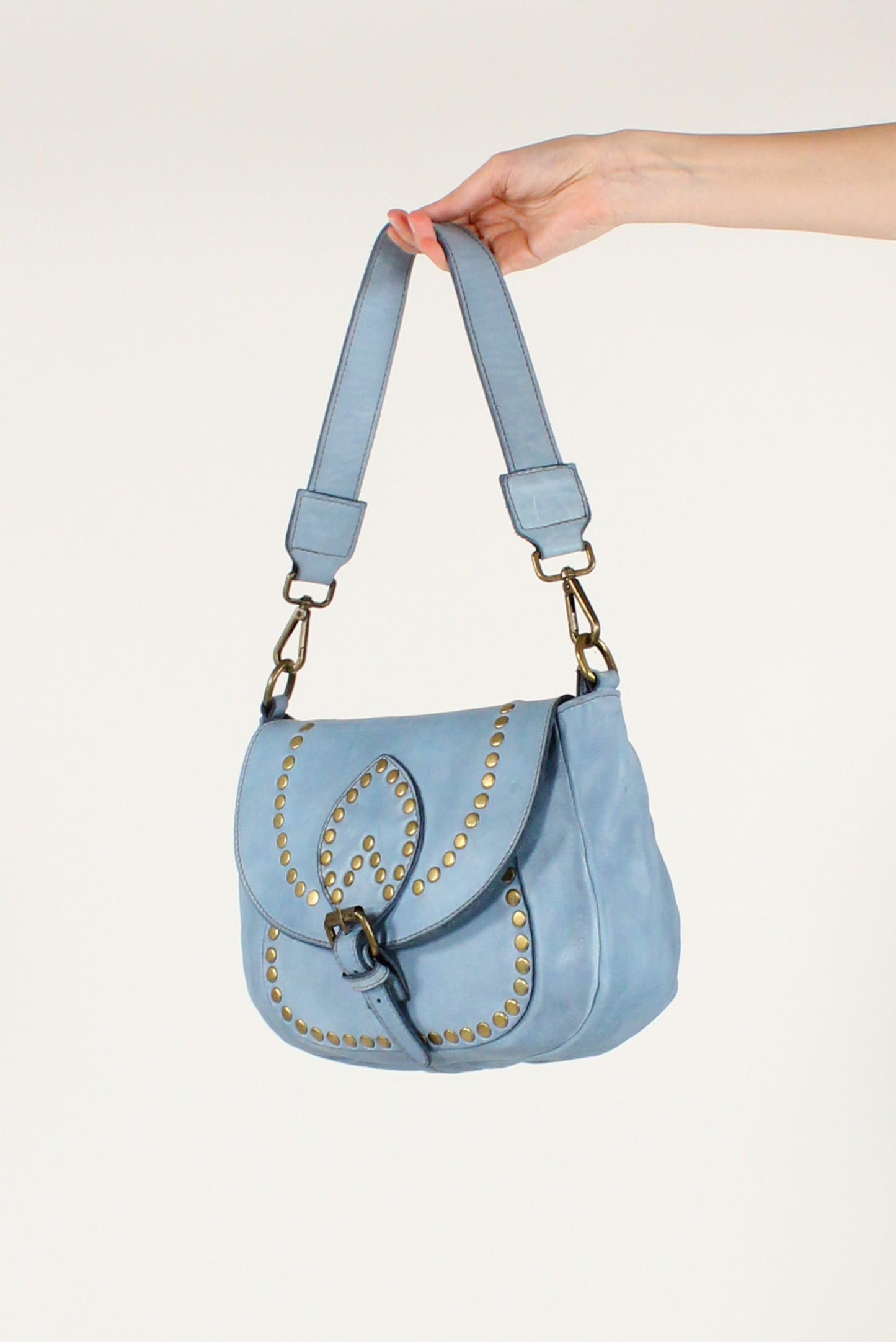 Leather Shoulder Bag with Studs