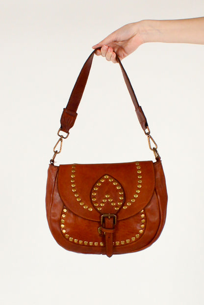 Leather Shoulder Bag with Studs