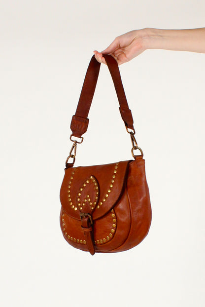 Leather Shoulder Bag with Studs
