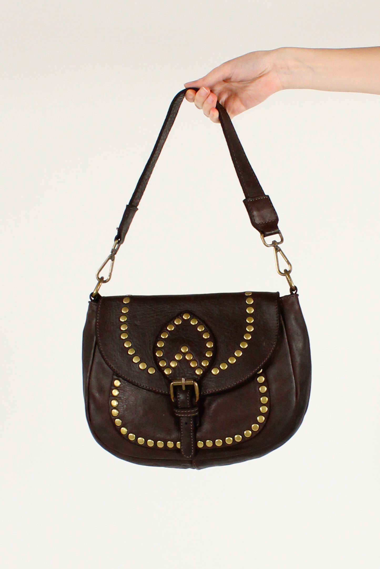 Leather Shoulder Bag with Studs
