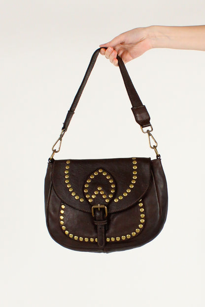 Leather Shoulder Bag with Studs
