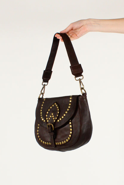Leather Shoulder Bag with Studs