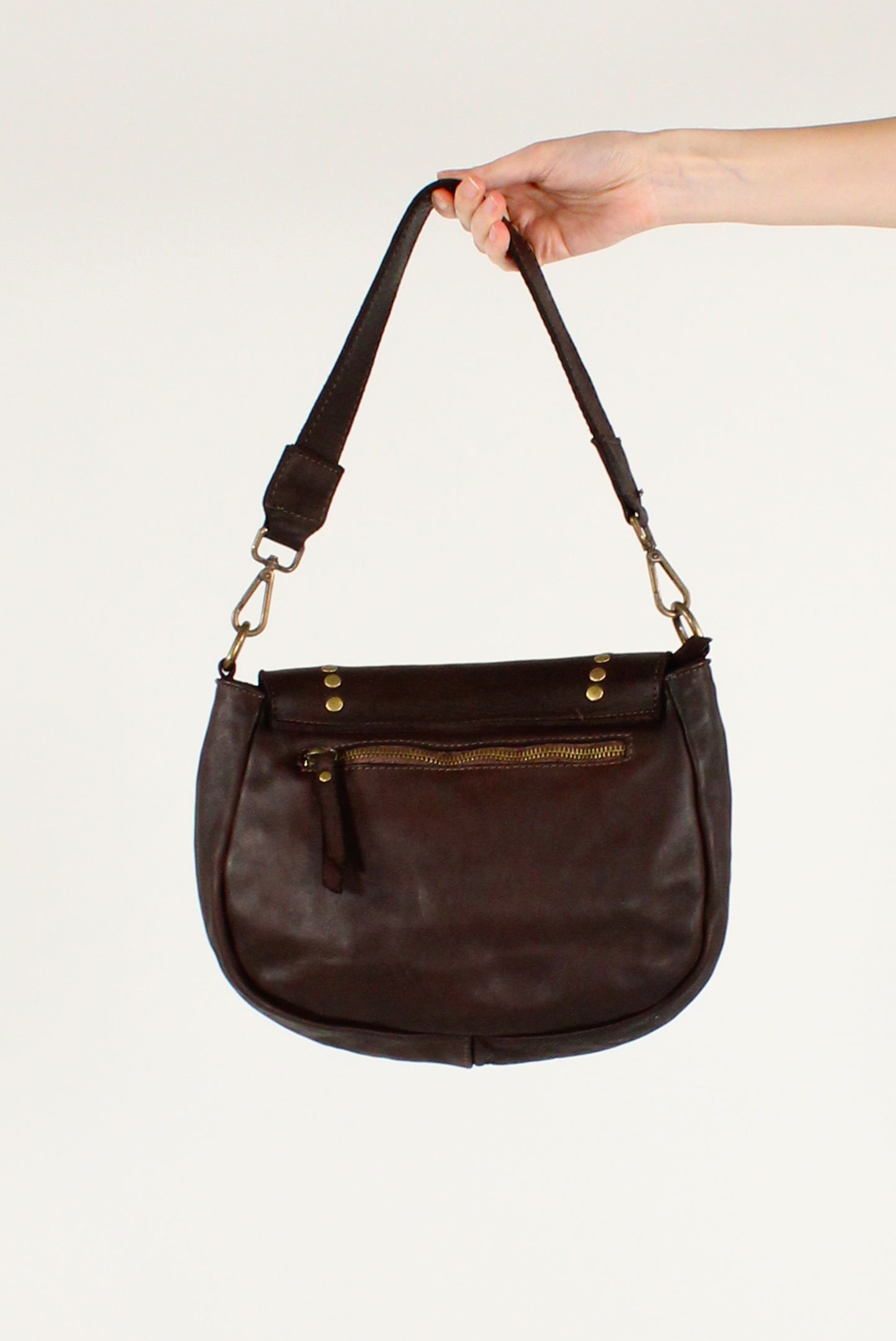 Leather Shoulder Bag with Studs