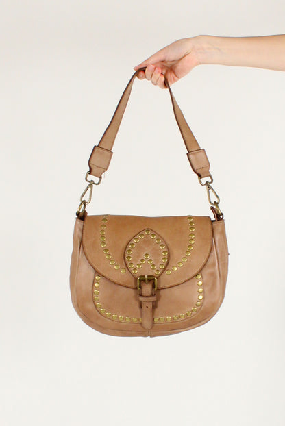 Leather Shoulder Bag with Studs