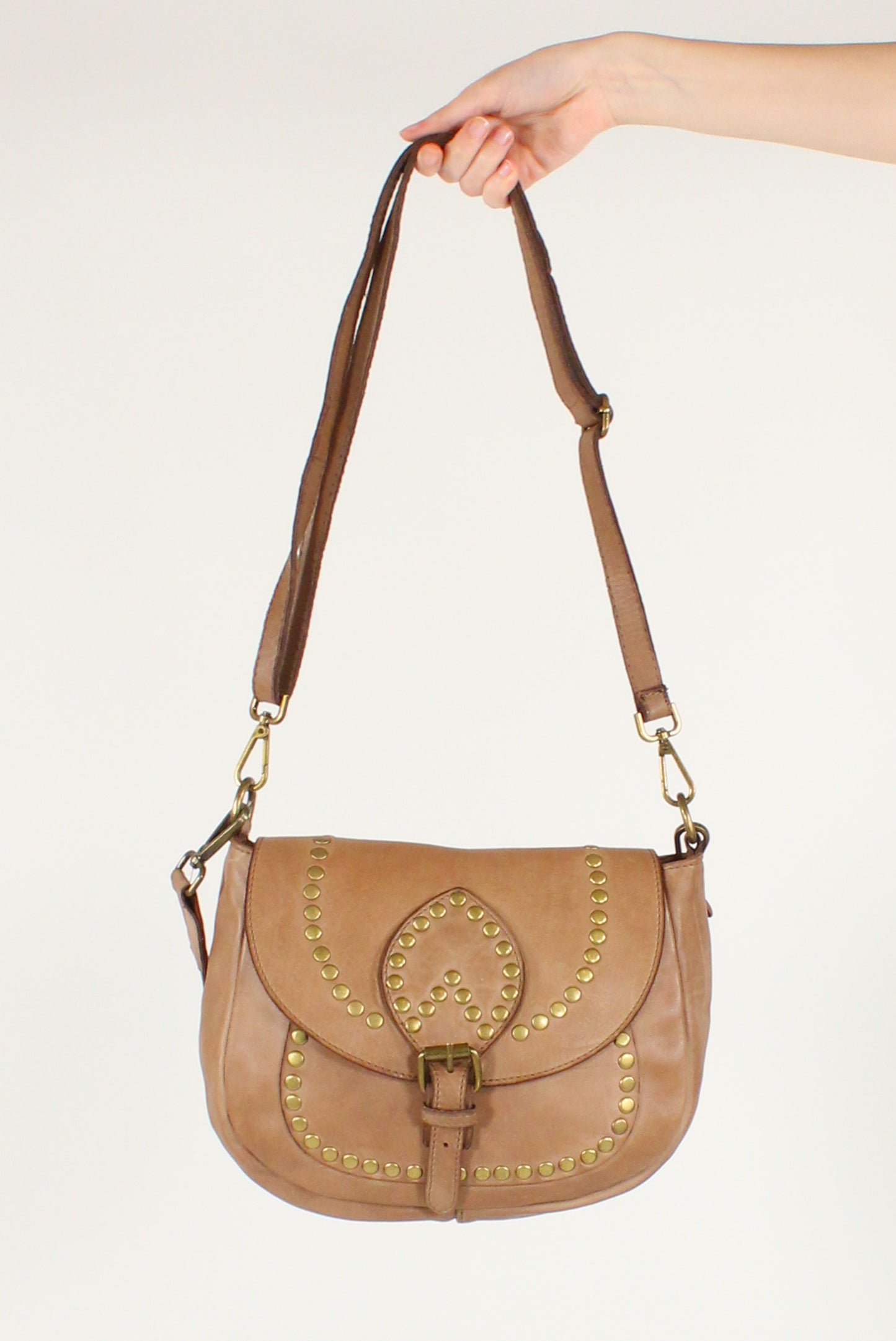 Leather Shoulder Bag with Studs