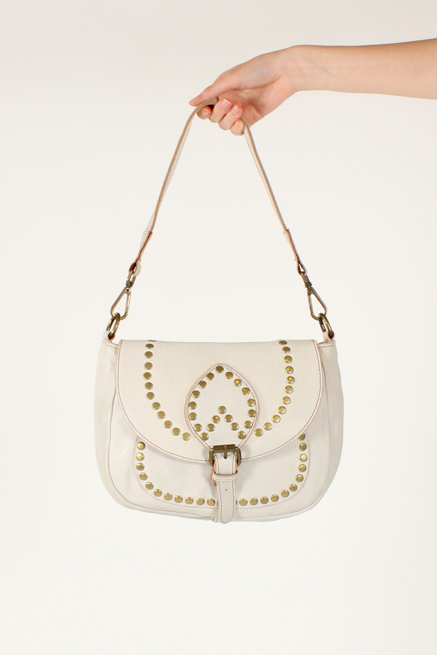 Leather Shoulder Bag with Studs