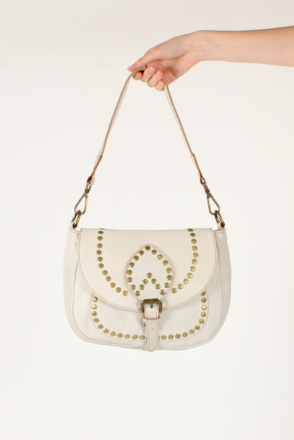 Leather Shoulder Bag with Studs