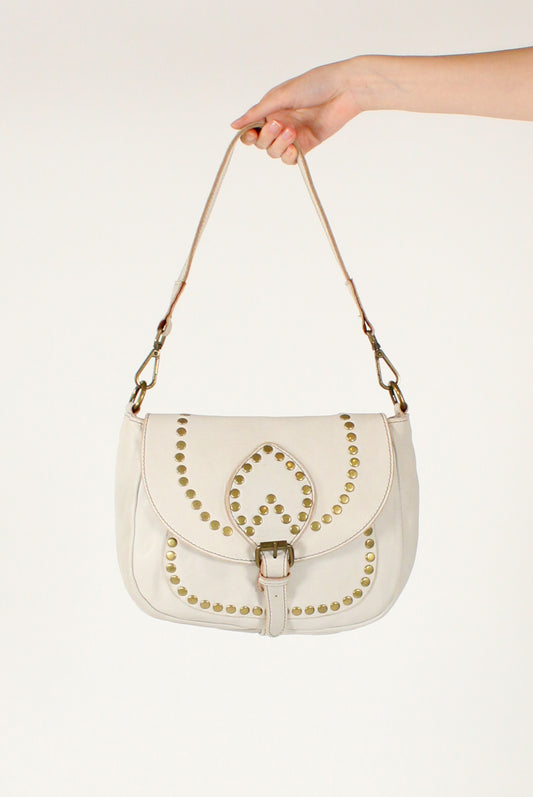 Leather Shoulder Bag with Studs