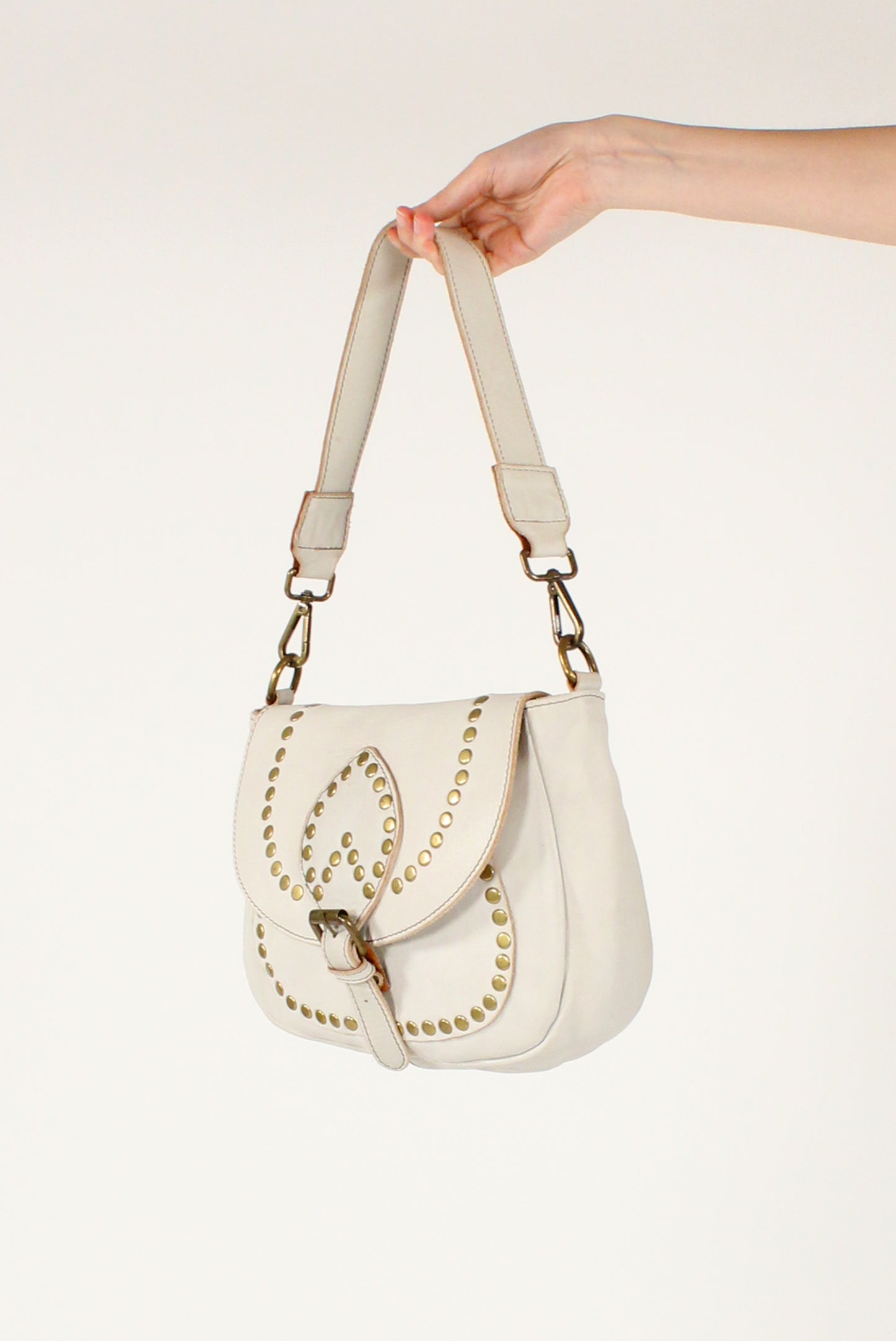 Leather Shoulder Bag with Studs