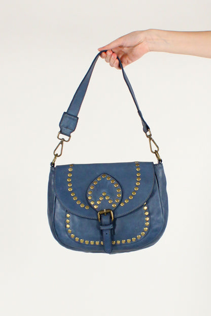 Leather Shoulder Bag with Studs