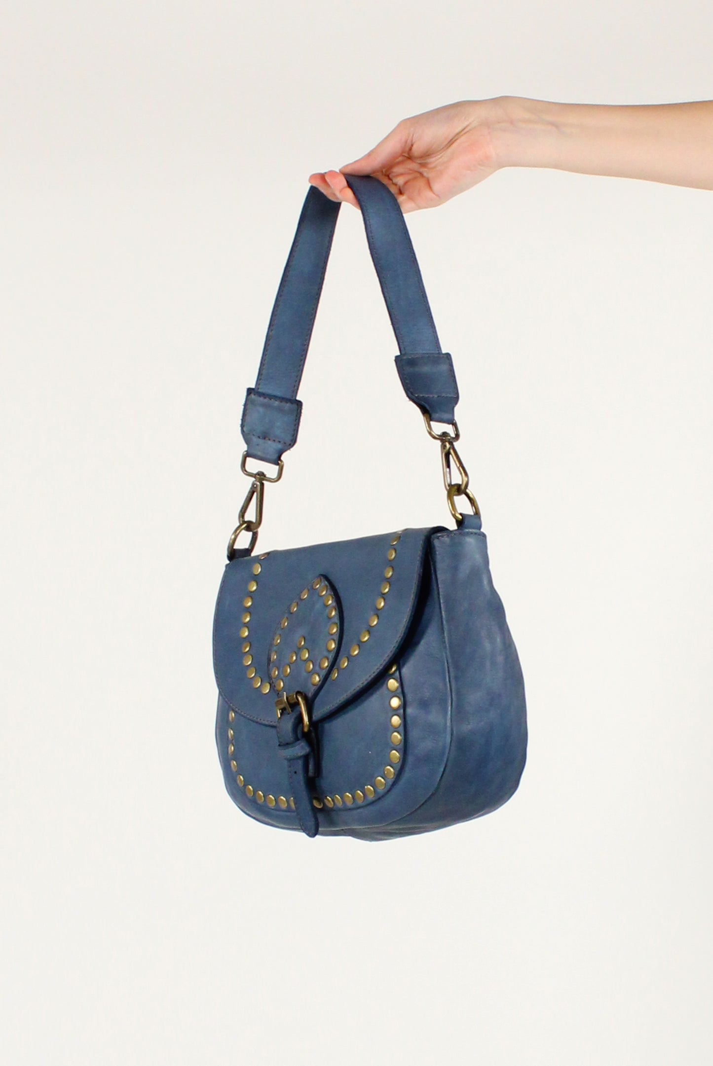 Leather Shoulder Bag with Studs