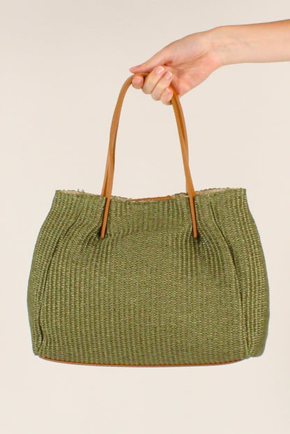 Borsa in Rafia e Pelle
